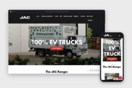 JAC Motors NZ website shown on a laptop browser and a phone